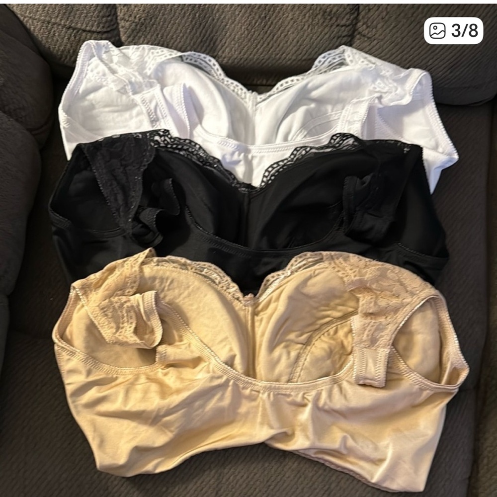 NWT Rhonda Shear XL Pin Up Bra Set Beige,Black,White Lace Longline - Picture 3 of 7